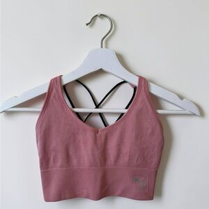 Puma Ribbed Cross-Back Sports Bra - Mauve Pink